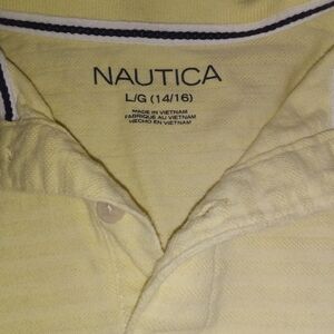 Nautica Soft Yellow Polo with Contrast Collar Trim